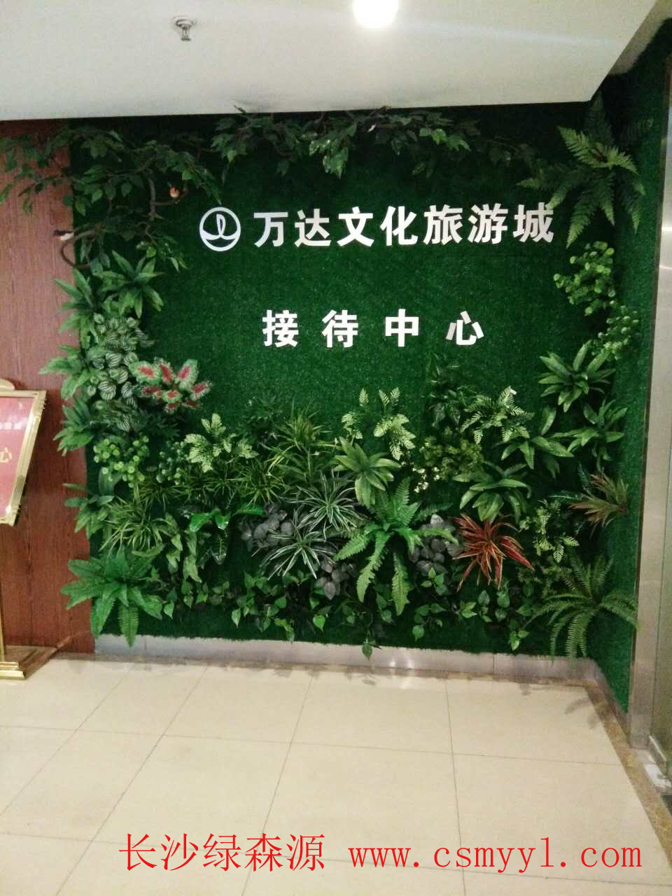 湖南仿真植物墙--长沙万达广场某办公室仿